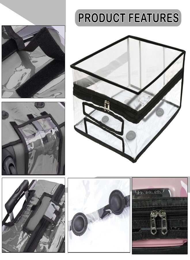 ستوريت غطاء عربة أطفال شفاف من مادة PVC مقاس 16 بوصة، مزود بسحاب، واقي مضاد للخدش مع حواف سوداء وفتحات للمقابض لحقائب الأطفال ذات العجلات (40 × 22 × 40 سم). - Image 3